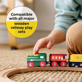 Wooden Train Set For Toddlers | 12 Pieces Magnetic Toy Train By Omni Wooden Toys