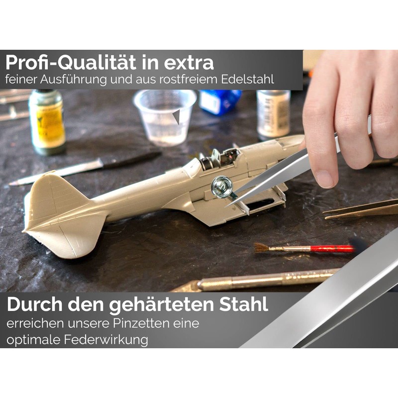 Premium Tweezers Set Pointed Tweezers Splitter Tweezers Stainless Steel +
