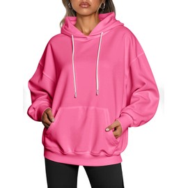 Fisoew Womens Casual Oversized Hoodies Loose Fit Long Sleeve Drawstring Pullover Hooded Sweatshirts 2025 Fall Winter Outfits Pink