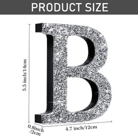 Qunclay 5.7 Inch Crystal Diamond Letters Shiny Letters Decor Hanging Letters with Screws and Hooks Rhinestone Diamond Decorations House Warming Gifts for Wall Bedroom Office Door(Letter B)