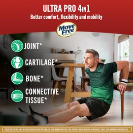 Move Free Ultra Pro with Quadruple Action Joint Support - Type 2 Collagen MSM Calcium Fructoborate & Manganese - Supports Joint Cartiliage Bone Connective Tissue, 120 Tablets (30 servings)