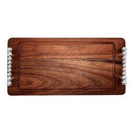 Pearled Handled Dark Wood Tray