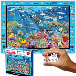 Think2Master Colorful Ocean Life 500 Pieces Large Format Jigsaw Puzzle for Kids 12+, Teens, Adults & Families. Great Gift for stimulating Learning About Coral Reefs. Size: 26.8” X 18.9”