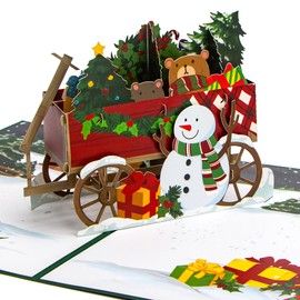 Ribbli Christmas Card, 3D Pop Up Greeting Card, Happy Holiday Card, Christmas Trailer Card, Merry Xmas Cards for Kids Mom Dad Son Daughter Grandson Granddaughter Wife Friends, with Envelope