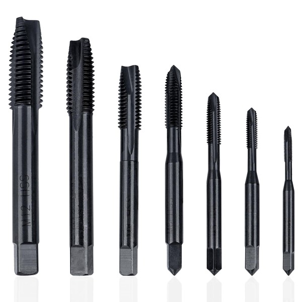 Treki Thread Tap Set, 7pcs Metric Spiral Point Taps Plug