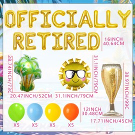 LaVenty Officially Retired Banner Sign Balloons Retirement Banner Happy Retirement Decorations Retirement Party Decorations Retirement Backdrop