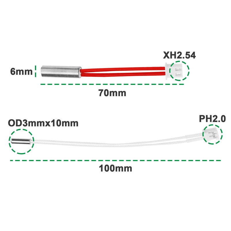 ECSiNG 2PCS 3D Printer Heating Rod 24V 50W with Thermistor