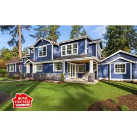 Home For Sale Sign Kit, Die Cut House Shape with Stands, Durable Corrugated Coroplast, UV Ink, Unconditional Guarantee, Real Estate Agent Supplies, 5-18x24 Signs + 5 Stands (Red - Home For Sale)