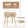 2 Sets Striped Grooved Nightstand with Solid Wood Storage Drawer,