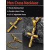 FaithHeart Gold Cross Necklace for Men, Stainless Steel Cross Chain