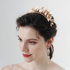 Greek Gold Color Leaf Headbands Goddess Crown Bridal Headband Baroque Vintage Golden Olive Leaves Hair Hoop Roman Leaf Hair Accessories for Women Girls