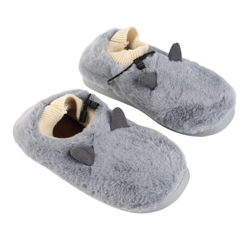 USB Heated Slippers Plush Temperature Adjustable Heating Slippers Anti Slip