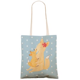 Mr. & Mrs. Panda Fox Mum & Child Shopping Bag, Gift, Sister, Bag, Mother, Tote Bag, Grandpa, Mum, Bag Bag, Dad, Cotton Bag, blue