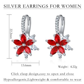 Josfeva Hoop Earrings for Women, Small Hoop Ring, Huggie Hoop Earrings, Flower Folding Hoop Earrings with AAA Zirconia, Summer Winter Silver Earrings Hoop Earrings Girls, Hanging Earrings with Gift