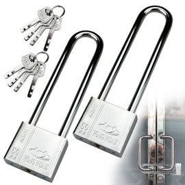 2 Pack Lengthened Padlock with 8Pcs Not Universal Keys,50mm/1.97 Inch Long Shackle Padlocks, Heavy Duty Weatherproof Padlock, Padlocks Outdoor Lock for Warehouse Shed Gym Locker Fence Garage