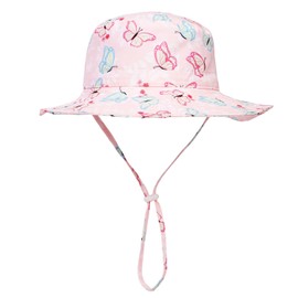 DRESHOW Unisex Baby Toddler Sun Hat Cap Fishing Hat Beach Hat Children Baby Star Summer Hat UV Protection UPF 50+, Pink Butterfly, 6-24 months