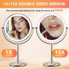 GREENFROM 15X Lighted Makeup Mirror: 9 inch Magnifying Mirror with