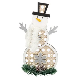 Napco 52816 Snowman with Pinecone Snowflakes Multicolor 10.5 x 5.5 Inches Wood Winter Holiday Figurine