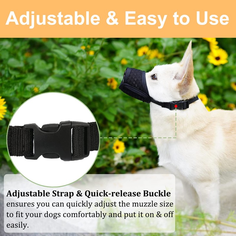Dog Muzzle Soft Mesh Muzzle - Adjustable Breathable Dog Muzzle,