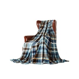 DREAMLANDING Fleece Blue Plaid Throws For Sofa Bed Chair Soft Colorful Oversized, Decorative Ultra-Plush Throw Blanket (150x230cm, Blue Plaid)