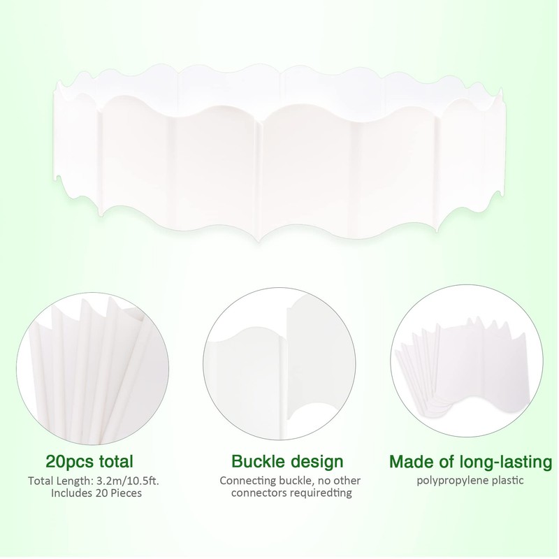 20 Pcs Garden Edging Borders, 10.5ft Plastic Landscape Borders, 5.3
