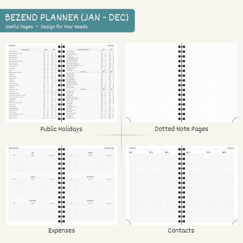 BEZEND 2026 Planner Weekly and Monthly (8.5" x 11" Spiral)