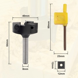 CPROSP Face Cutter 8 mm Shank for Wood, Planer Cutter for Router with 39 mm Cutting Diameter, Dressing Cutter with 3 Blades, Spoilboard Cutter for Professional Smoothing and Levelling