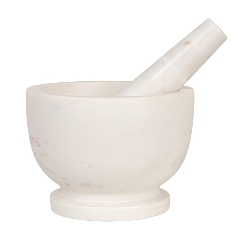 Creative Co-Op Marble Mortar and Pestle, White