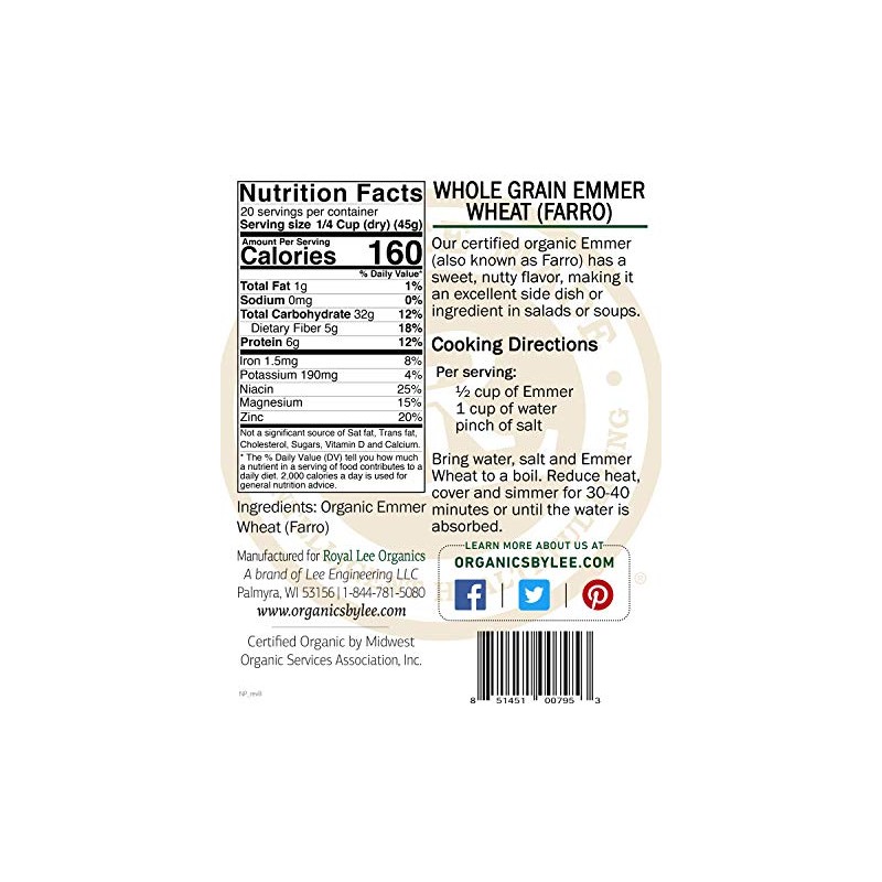 Royal Lee Organics by Standard Process Organic Emmer Grain (2lbs)