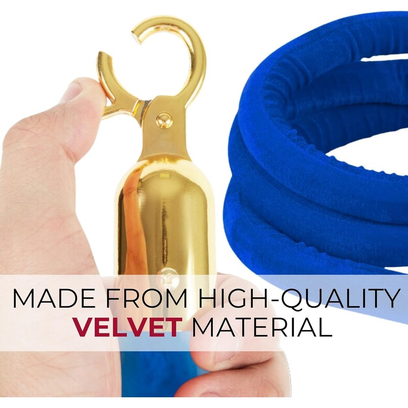 4PCS Blue Velvet Rope 6.5FT – 6.5FT Velvet Ropes Blue