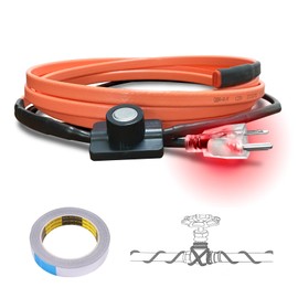 Cupohus Heat Tape for Water Pipes with Thermostat 3FT, Freeze Protection Self-Regulating Heat Trace Cable for Metal, Plastic Home Pipes, Roof and RV, 110-120V