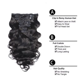 Clip in Human Hair Extensions Real Human Hair Clip Remy Human Hair 24 Inch 120g 8pcs Natural Black Hair Extensions Clip In Human Hair Remy Clip in Hair Extensions Real Human Hair Double Weft