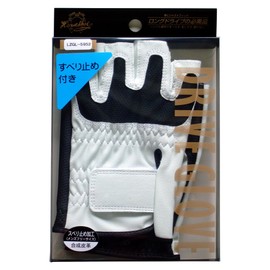 Lezax(レザックス) ドライブグローブ 半指合皮メッシュ すべり止め付き ホワイト LZGL-5952-WH