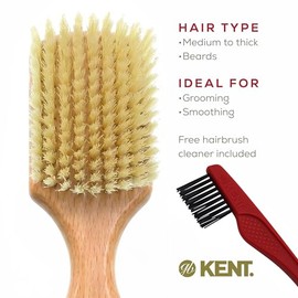 Kent OG2S - Cepillo facial de cerdas suaves de madera de haya para el cuidado de la barba - Cepillo exfoliante de cerdas de jabal blanco suave y...   