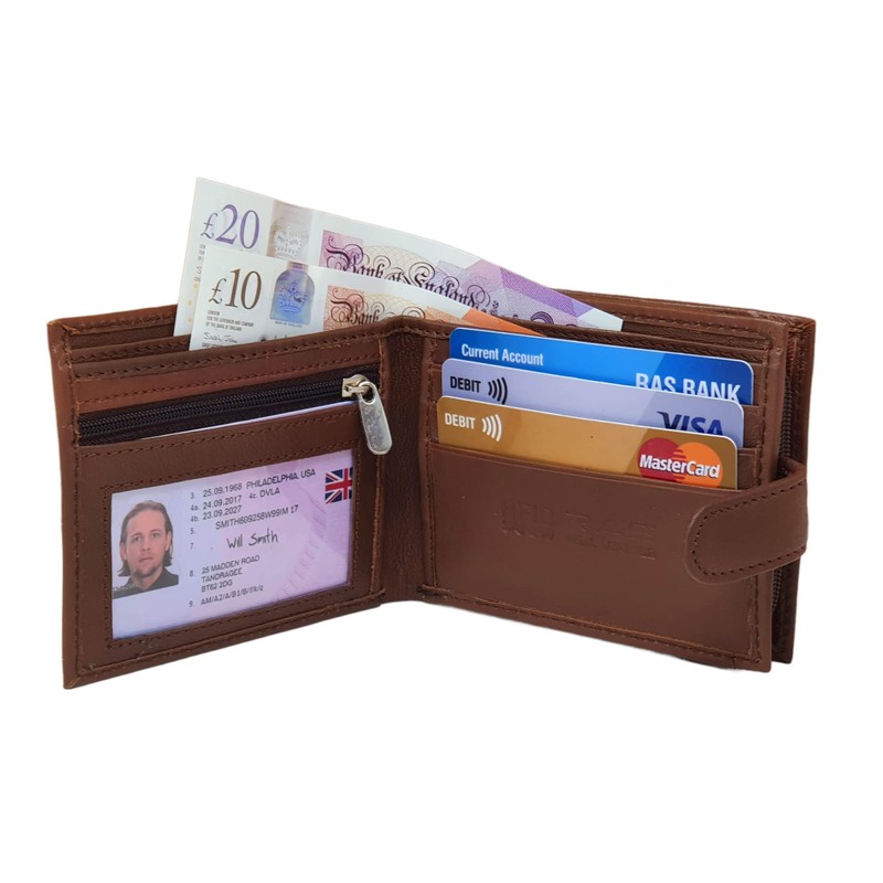 RAS WALLETS Mens RFID Blocking Soft Genuine Leather Bifold Wallet