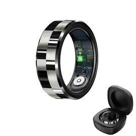 Taoke Smart Ring for Women, Health Fitness Tracker with Heart Rate Blood Oxygen Sleep Tracker Steps Tracker IP68 Waterproof Fitness Ring with Charging Base (Black, 11)