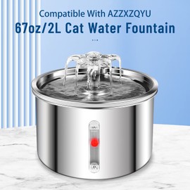 AZZXZQYU Cat Water Fountain Replacement Pump,Ultra Quiet Dog Water Dispenser Pump, for 67oz/2L Cat Fountain Stainless Steel Automatic Pet Fountain