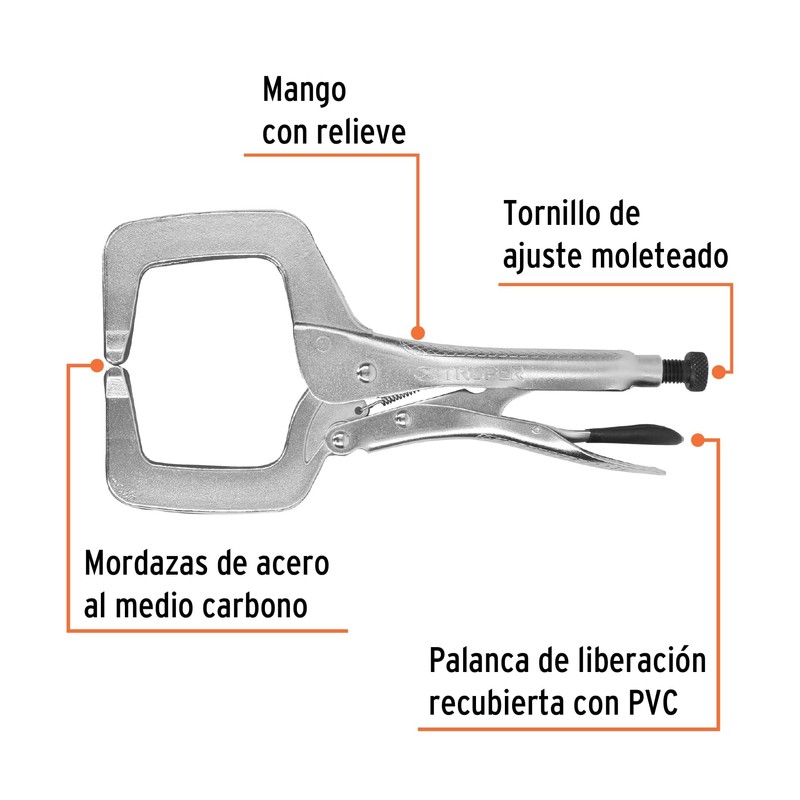 Truper PPP-11R, Pinza de presión tipo "C" de 11", con
