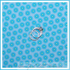 Unbranded BonEful Fabric FQ Cotton Quilt Aqua Blue Yellow Dot Flower Daisy Calico Girl Boy