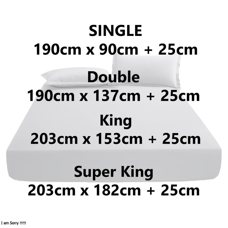 KHIM 100% Cotton 25CM/10inch Deep Fitted Sheet Single, Double, King
