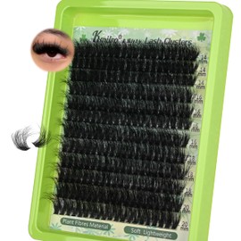 Kmilro Lash Clusters 14-20mm Long 150D Thick Cluster Eyelash Extensions Waterproof Volume Eyelash Clusters 240Pcs Individual Lashes Soft Wispy False Eyelashes DIY Lash Extension