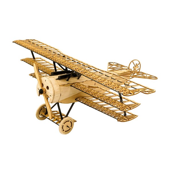 3D Wooden Puzzles DIY Fokker DR1 Triplane Model Aircraft Kit,
