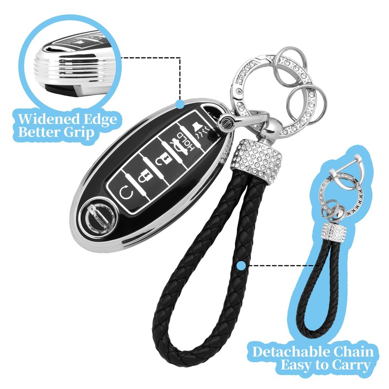 Key Fob Cover with Keychain for Nissan TPU Key Case