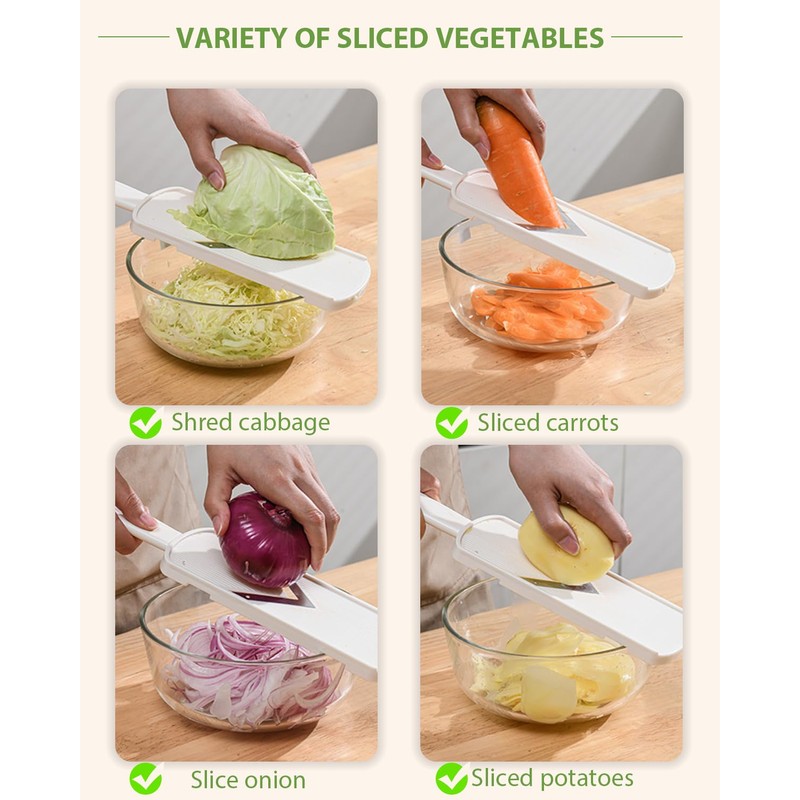 Kitchen Mandoline Vegetable Slicer, Potato Veg Slicer with Cleaning Brush,