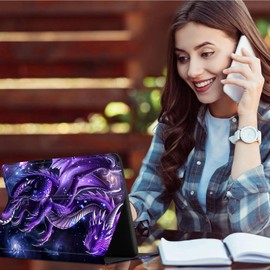 RWUTYTIUL for Kindle Paperwhite 12th Generation 2024 7" Case/Kindle Colorsoft Signature Edition 7" Case, Multi-Angle Viewing Shockproof Smart Protective Case with Auto Wake/Sleep, Purple Cool Dragon