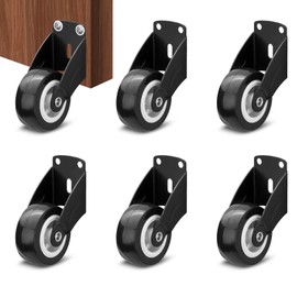 Diakey 6 Pack Anti-Sag Gate Wheels, 2in/5cm Side Mount Casters for Door Bottom, Furniture Wheels, Wooden Gate Rolls Rolling Hardware Kit for Fence Yard Farm, Black