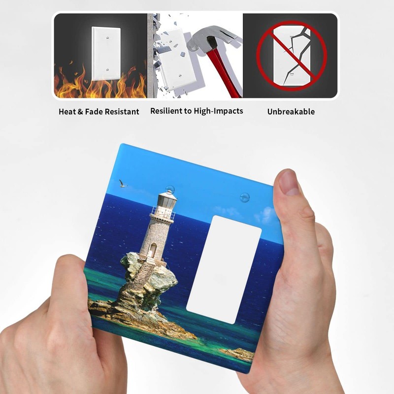 Blue Ocean Lighthouse Landscape Light Switch Cover Plates Single Blank
