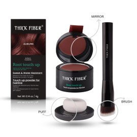 THICK FIBER Root Touch Up Puder, Root Cover Up Haaransatzpuder für dünnes Haar – Wasser- und schweißresistentes Haarausfall-Abdeckset mit Haarpuder für Frauen mit dünner werdendem Haar, inkl. Pinsel (