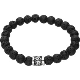 FILANGO Ball Bracelet Stainless Steel Segment | Elastic Band | Men Women Jewellery, Stainless Steel, Black / Silver