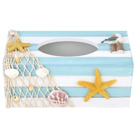 Modern Style Tissue Holder Wooden Tissue Holder Tissue Cube Box Decorative Napkin Box Cover Tissue Refill Holder(Starfish)